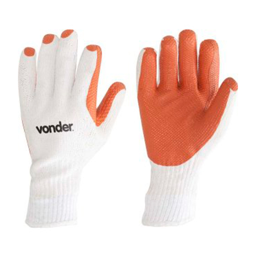 Imagem do produto LUVA MALHA/ LATEX LARANJA TAM 10 VONDER OSTEN