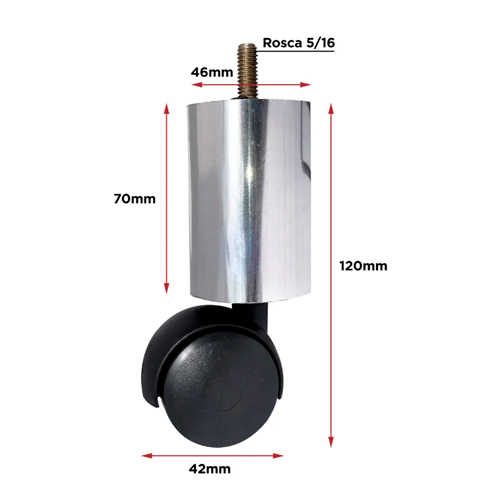 Imagem do produto PÉ DE ALUMINIO 120MM C/ RODIZIO COD120 SR