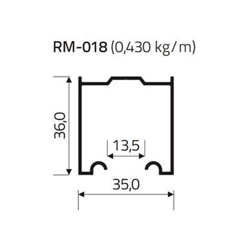 Imagem do produto TRILHO ALUMINIO TRF35 EM U BARRA 3 METROS RM-018 ROMETAL